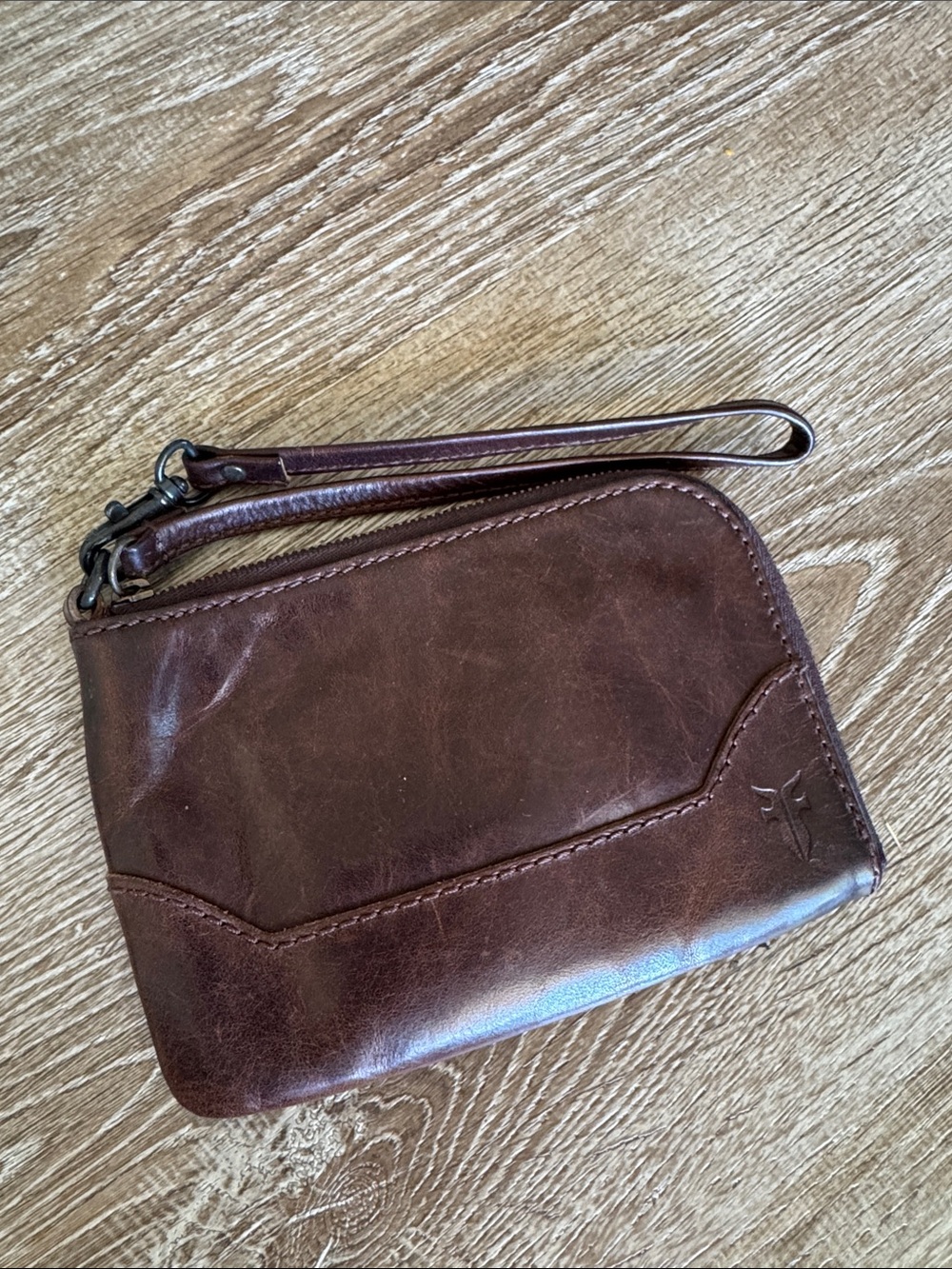 Frye Dark Brown Leather Wristlet Wallet